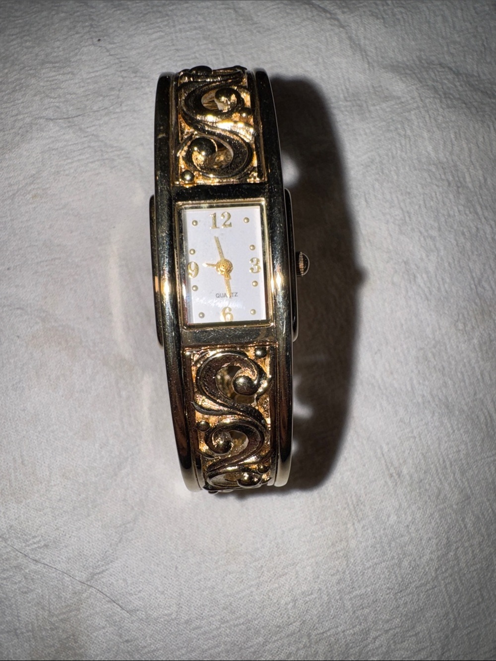 Gold-Tone Women's Bangle Watch with White Dial